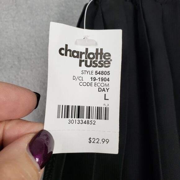 Charlotte Russe L Accordion Pleat Mini Skirt Black White Colorblock Whimsigoth - Picture 5 of 7